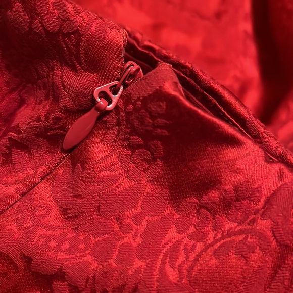 New York & Company, Stretch, Strapless, Tie Up in Back Dress, Candy AppleRed, 4P - Picture 5 of 10